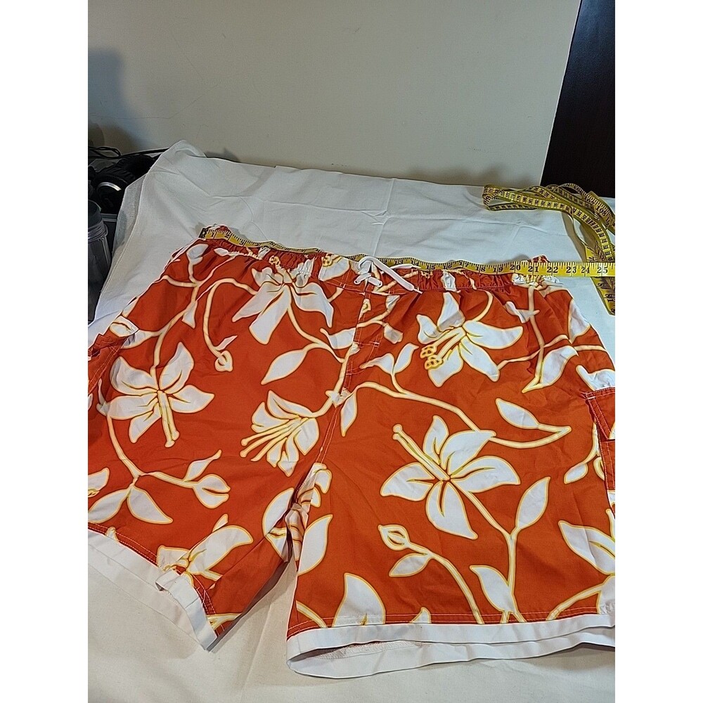 Sand N Sun Men's Size 3XL swim Shorts With 2 Pockets. Orange And White